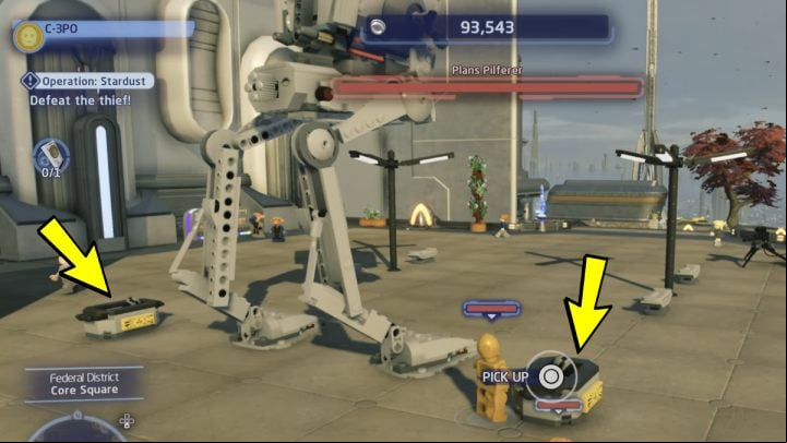 Follow the thief and defeat him once he gets into the AT-ST - LEGO Skywalker Saga: Operation Stardust - walkthrough - Yavin 4 - The Great Temple - LEGO Skywalker Saga Guide