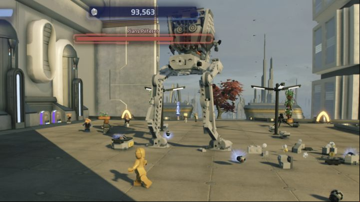 You can throw bombs near your opponent or attach them to their legs - LEGO Skywalker Saga: Operation Stardust - walkthrough - Yavin 4 - The Great Temple - LEGO Skywalker Saga Guide