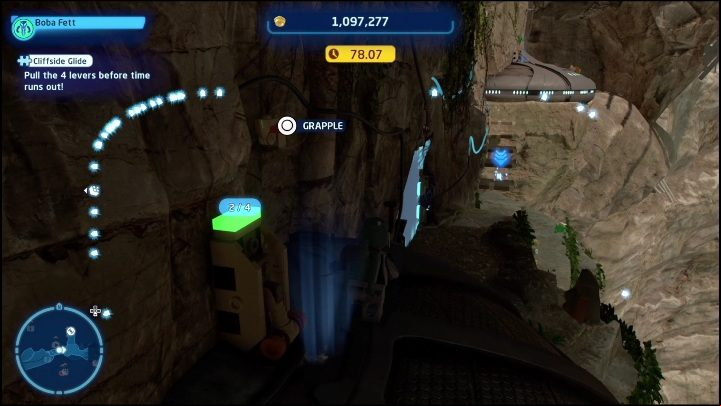 You can get this brick by pulling four levers while walking along the edge of the rock - LEGO Skywalker Saga: Pau City - list of all puzzles - Utapau - LEGO Skywalker Saga Guide
