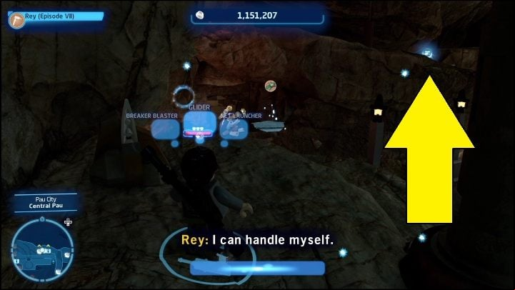 This brick can be found on a rock - LEGO Skywalker Saga: Pau City - list of all puzzles - Utapau - LEGO Skywalker Saga Guide