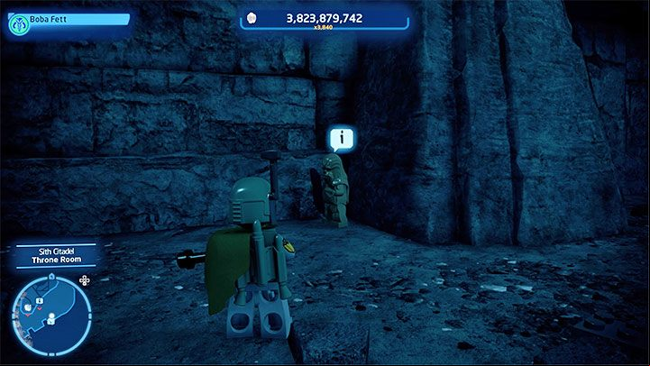 After landing in the citadel, you have to reach the round platform shown in the screenshot 1, which is an elevator - LEGO Skywalker Saga: Wheres the Wookiee? - list of all (part 1) - Challenges - LEGO Skywalker Saga Guide