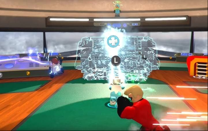 Get to Voyd by building a staircase of ice, ignore Mr. Incredible. - Screenslaver Showdown - Level 6 in LEGO The Incredibles Walkthrough - Walkthrough - LEGO The Incredibles Game Guide