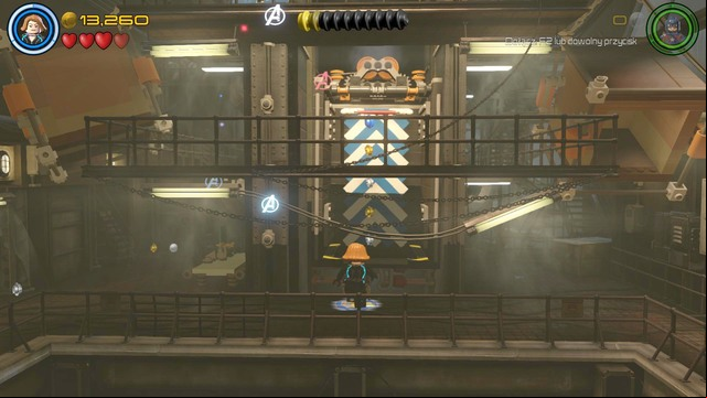 Wait for the elevator to ride to the bottom, then use Black Widow to get to the first floor and use the blocked elevator to reach the balcony - Anger Management - Walkthrough - LEGO Marvels Avengers - Game Guide and Walkthrough