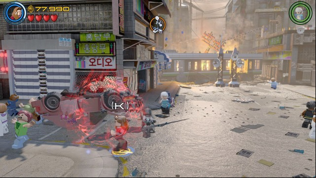 Walk to the left side after completing the first part of the machine and destroy the car as Scarlet - Korea Prospects - Walkthrough - LEGO Marvels Avengers - Game Guide and Walkthrough
