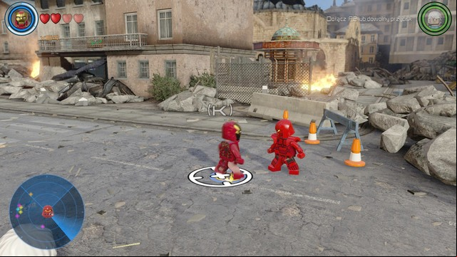 On the right side of the location you will find Crimson Dynamo from whom you must take a mission - Side missions - Sokovia - secrets - LEGO Marvels Avengers - Game Guide and Walkthrough