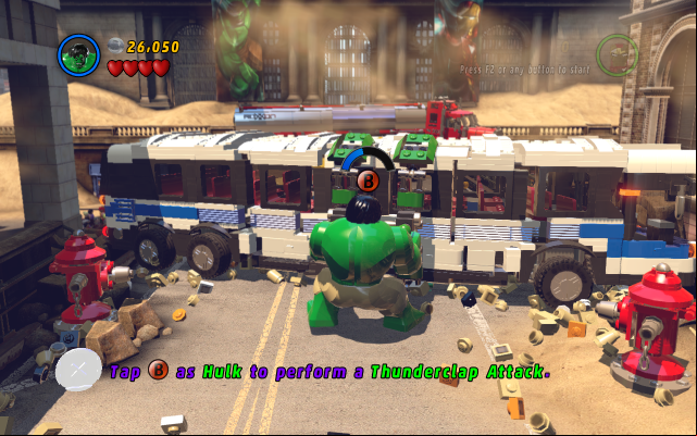 Approach to the wall as Hulk and smash it with your bare hands - Sand Central Station | Walkthrough - Walkthrough - LEGO Marvel Super Heroes Game Guide & Walkthrough