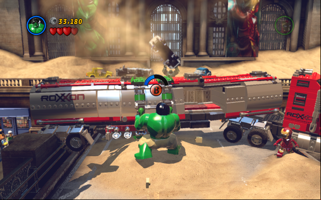 Lift the truck with Hulk and throw it away - Sand Central Station | Walkthrough - Walkthrough - LEGO Marvel Super Heroes Game Guide & Walkthrough