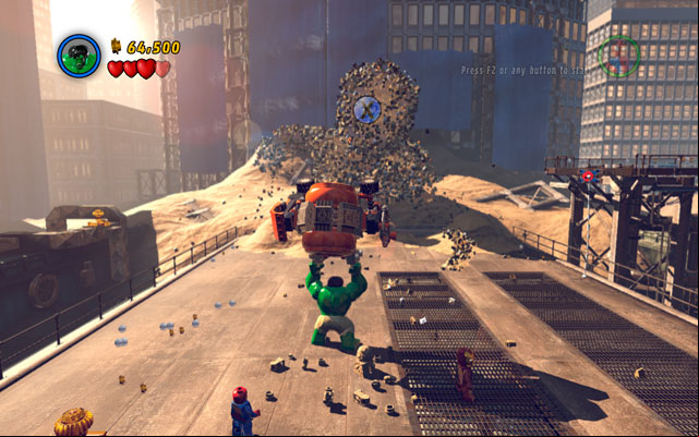 Turn away and go to the central part of the arena - Sand Central Station | Walkthrough - Walkthrough - LEGO Marvel Super Heroes Game Guide & Walkthrough