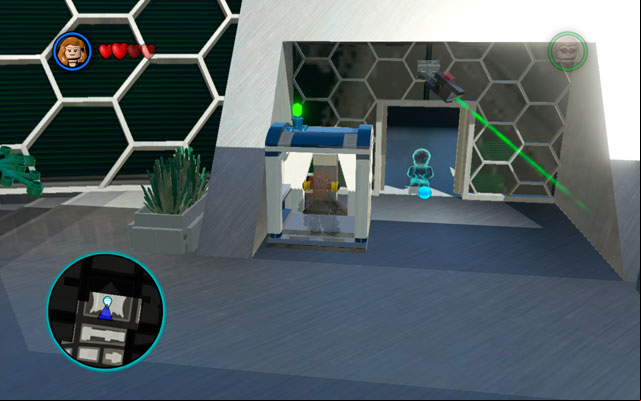 Use Hawkeyes rope arrow to yank the closed gate, so the age could be open - Times Square / Oscorp | Walkthrough - Walkthrough - LEGO Marvel Super Heroes Game Guide & Walkthrough