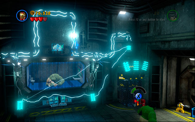 Defeat all opponents and head to the right - under the wall you will find some objects, that should be destroyed - Rock Up at the Lock Up | Walkthrough - Walkthrough - LEGO Marvel Super Heroes Game Guide & Walkthrough
