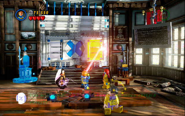 Defeat all enemies, then use Cyclops laser ray to melt golden plate on the right side of the gate - Juggernauts and Crosses | Walkthrough - Walkthrough - LEGO Marvel Super Heroes Game Guide & Walkthrough