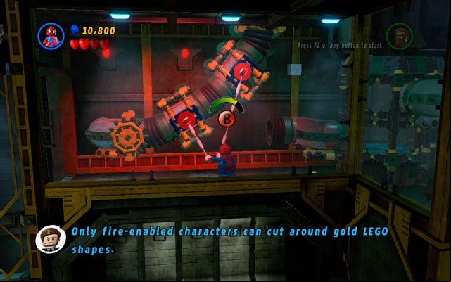 When it is done, approach to the golden wall and slice it with your fire beam - in this way you will create a proper age to the next room - That Sinking Feeling | Walkthrough - Walkthrough - LEGO Marvel Super Heroes Game Guide & Walkthrough