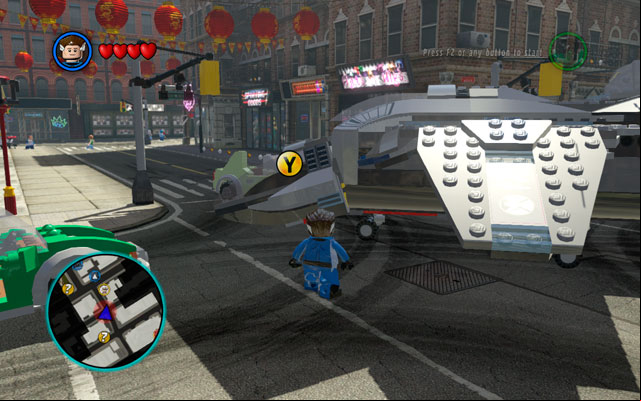 The only goal in this intersection is to jump down from S - S.H.I.E.L.D. Helicarrier / New York - part 3 | Walkthrough - Walkthrough - LEGO Marvel Super Heroes Game Guide & Walkthrough