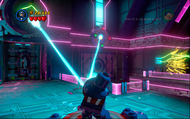 Defeat next group of enemies, then switch into the Thing and yank two green handles placed on the wall - A Doom With a View | Walkthrough - Walkthrough - LEGO Marvel Super Heroes Game Guide & Walkthrough