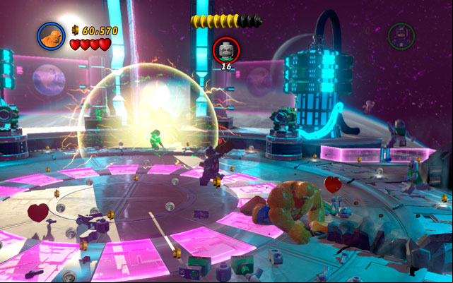 First round is quite simply - you must defeat 20 Doombots - A Doom With a View | Walkthrough - Walkthrough - LEGO Marvel Super Heroes Game Guide & Walkthrough