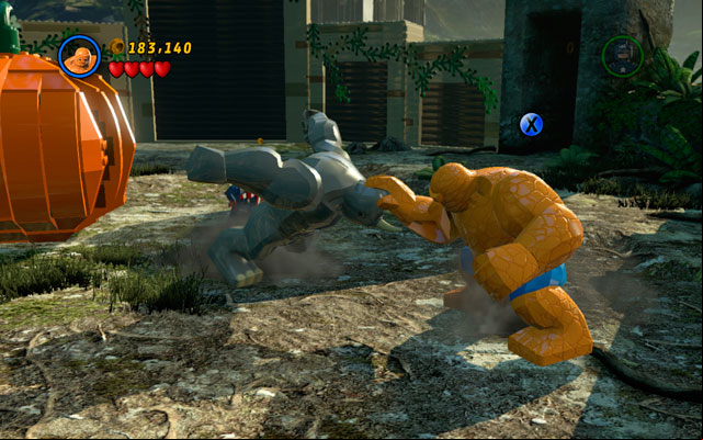 When villain is stunned, punch him as the Thing - Rhino and Magneto | Boss fights - Boss fights - LEGO Marvel Super Heroes Game Guide & Walkthrough