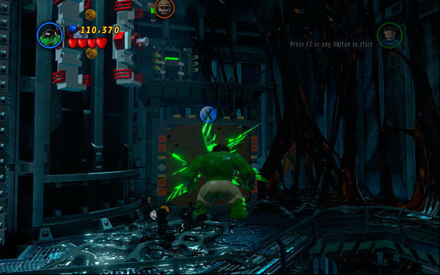 Climb to the highest floor and turn right, using any big character to destroy the shining wall - Exploratory Laboratory | Minikit Sets - Minikit Sets - LEGO Marvel Super Heroes Game Guide & Walkthrough