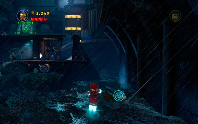 Choose Iron Man and fly to the right corner of the area (above the sea) - Rock Up at the Lock Up | Minikit Sets - Minikit Sets - LEGO Marvel Super Heroes Game Guide & Walkthrough