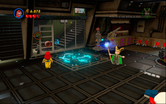 After the beginning of the mission choose any flying character and fly to the right part of the location - Rebooted, Resuited | Minikit Sets - Minikit Sets - LEGO Marvel Super Heroes Game Guide & Walkthrough