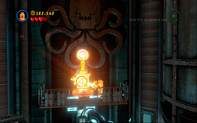 The last altar is located on the right, at the podium near to the deadly laser machine - Red Head Detention | Minikit Sets - Minikit Sets - LEGO Marvel Super Heroes Game Guide & Walkthrough