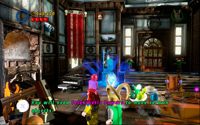 Meet with Storm in the next room and choose Magneto to move metallic armor standing on the left - Juggernauts and Crosses | Minikit Sets - Minikit Sets - LEGO Marvel Super Heroes Game Guide & Walkthrough