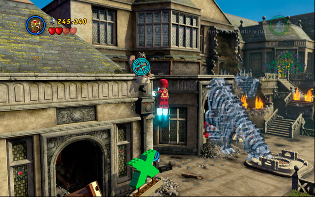 The last statue is standing at the edge of the roof, above the X-bush that we have already mentioned - Juggernauts and Crosses | Minikit Sets - Minikit Sets - LEGO Marvel Super Heroes Game Guide & Walkthrough