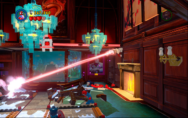 Begin this mission by destroying all objects placed on the right side of the room - Feeling Fisky | Maps - Maps - LEGO Marvel Super Heroes Game Guide & Walkthrough