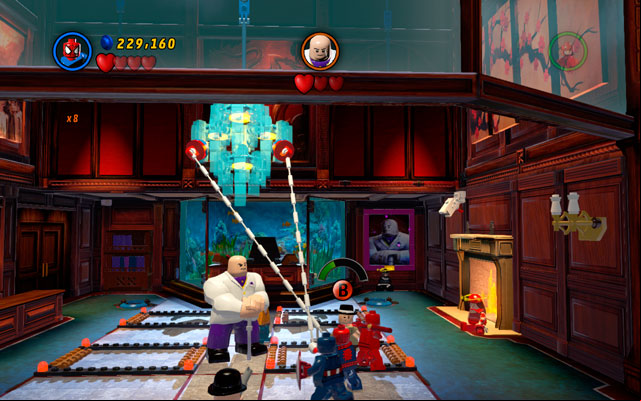 At the end, pick up Spider-Man and put him in the middle of the room - Feeling Fisky | Maps - Maps - LEGO Marvel Super Heroes Game Guide & Walkthrough