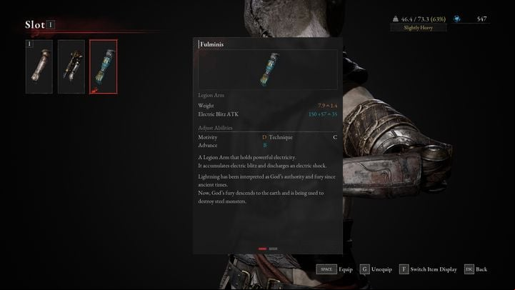 There is also Fulminis, which allows you to strike enemies with electricity - Lies of P: Legion Arm - Basics - Lies of P Guide