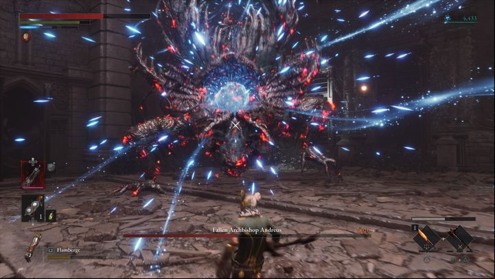 When the boss's health drops to 50% in the second phase, he will try to fire a blue beam - Lies of P: How to defeat the boss Fallen Archbishop Andreus? - Main - Lies of P Guide