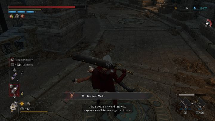 For defeating Red Fox, you will receive 3014 Ergo and Red Fox's Mask - Lies of P: How to beat the Red Fox boss? - Sidebars - Lies of P Guide