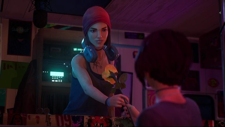 Steph is waiting for you in a portable radio station, where she has a great time listening to music - Life is Strange True Colors: Festival - walkthrough - Chapter 4 Flicker - Life is Strange True Colors Guide