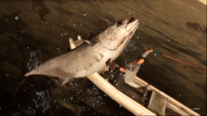 The key to success is to press the interaction button when the float sinks - Like a Dragon Ishin: Fishing mini-game - Secrets and activities - Like a Dragon Ishin Guide