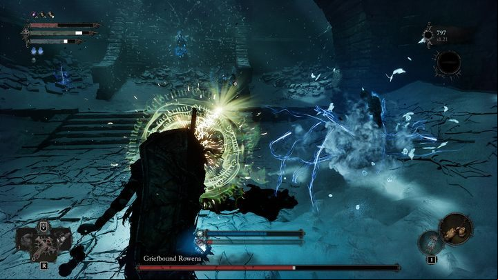 If many regular enemies appear at some point and make the fight difficult, use area spells that will quickly help clear the location - Lords of the Fallen: How to defeat the Griefbound Rowena boss? - Optional - Lords of the Fallen Guide
