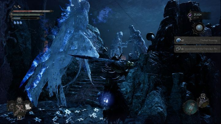 On the upper floor of the arena in Umbral, there is a Stigma - Lords of the Fallen: How to defeat Harrower Dervla, the Pledged Knight boss? - Main - Lords of the Fallen Guide