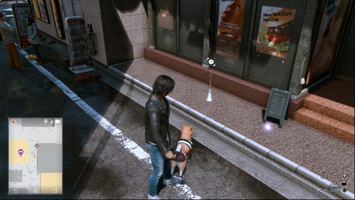 With the help of the dog detective, find the Colorful Paint in front of the restaurant - Lost Judgment: Squirrel search Theater - all squirrels, map - Kamurocho - Lost Judgment Guide