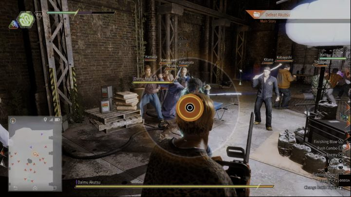 After a cutscene, you will start fighting with RK and Akutsu, who will use a chainsaw - Lost Judgment: Chapter 7 Blindsided - walkthrough - Main Storyline - Lost Judgment Guide
