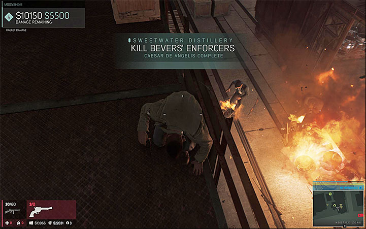 You can attack Caesar from the upper balcony (the one with the sentry) - Moonshine (moonshine racket) | Walkthrough - Story missions - Mafia III Game Guide