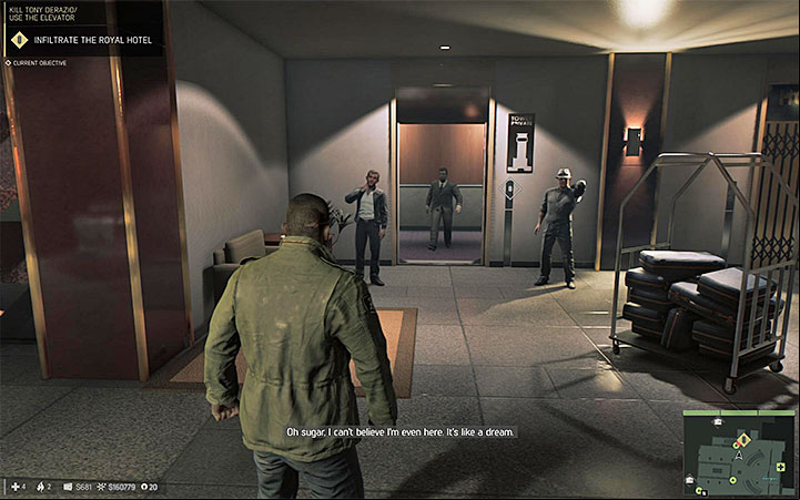 The elevator is guarded by two thugs - Kill Tony Derazio (murdering Tony Derazio) | Walkthrough - Story missions - Mafia III Game Guide