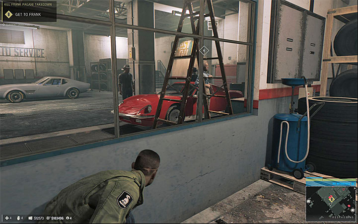 You can position yourself at the window and start shooting - Kill Frank Pagani: Takedown (murdering Frank Pagani) | Walkthrough - Story missions - Mafia III Game Guide