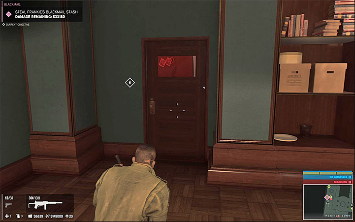 Once on the first floor, try to remain hidden and silently takedown enemies on your away after you lure them to a remote location by whistling - Blackmail (blackmail racket) | Walkthrough - Story missions - Mafia III Game Guide