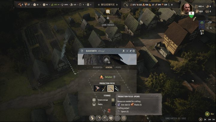 Weapons in Manor Lords are crafted in extensions of burgage plot - Manor Lords: How to make weapons? - FAQ - Manor Lords Guide