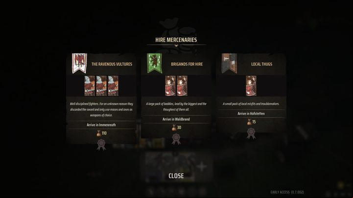 Here you will find offers from 3 different teams, along with their names, specializations and a short description - Manor Lords: How to recruit military units? - FAQ - Manor Lords Guide