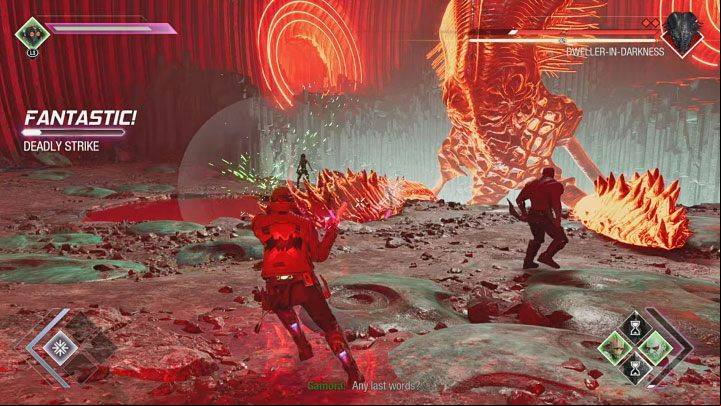One of the attacked tentacles will eventually fall on the arena after the stagger bar fills up - Guardians of the Galaxy: Dweller-In-Darkness - how to defeat? - Bosses - Guardians of the Galaxy Guide