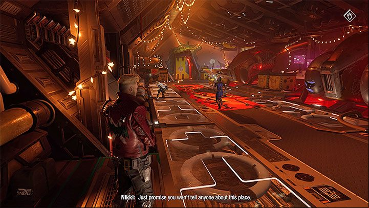 Later on you'll need to lift a heavy object once again to unlock the way forward through the yellow pipes - Guardians of the Galaxy: Chapter 2 - walkthrough - Solucja - Guardians of the Galaxy Guide