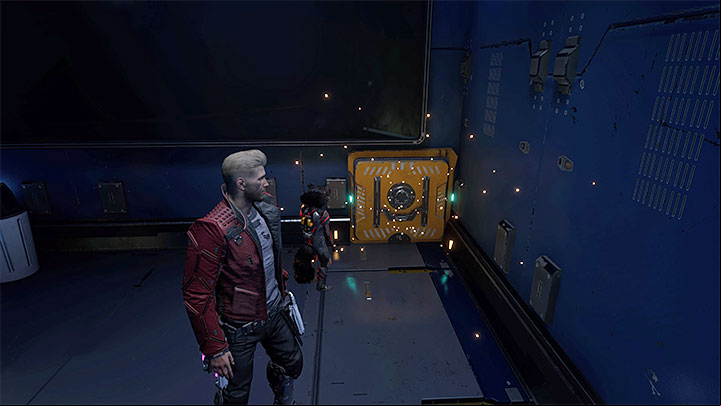 There's a new puzzle to solve in the waiting room, which requires you to supply power to the large side door - Guardians of the Galaxy: Chapter 5 - walkthrough - Walkthrough - Guardians of the Galaxy Guide