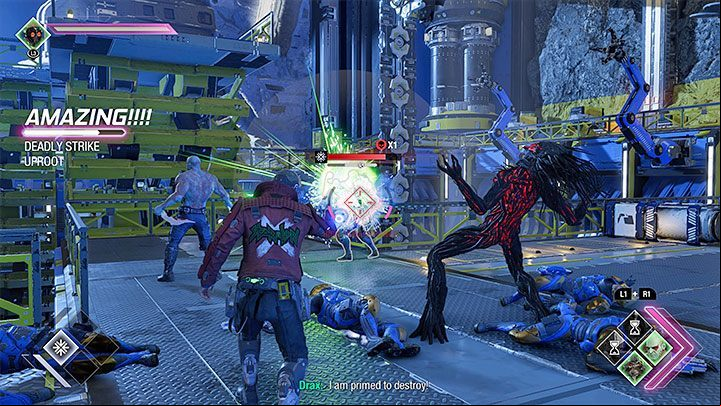 There's an elevator neighboring the helmet room, regardless of your previous choice you'll notice that other soldiers are also hostile towards you - Guardians of the Galaxy: Chapter 5 - walkthrough - Walkthrough - Guardians of the Galaxy Guide