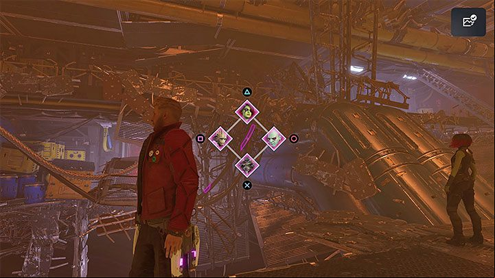 After reaching the new shaft make some precise jumps, then ask Groot to make a bridge - Guardians of the Galaxy: Chapter 7 - walkthrough - Walkthrough - Guardians of the Galaxy Guide