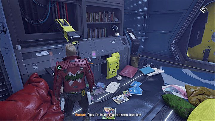 There's a Guardian Collectible: Galactic War Commendation next to the desk in the main room - Guardians of the Galaxy: Chapter 7 - walkthrough - Walkthrough - Guardians of the Galaxy Guide