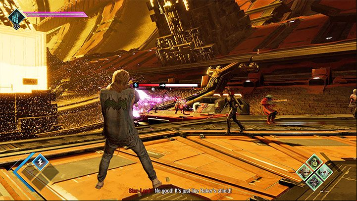 After almost the entire team enters the elevator you must talk to Drax and convince him to do the same - Guardians of the Galaxy: Chapter 8 - walkthrough - Walkthrough - Guardians of the Galaxy Guide